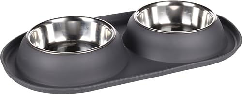 Flamingo Futter- und Trinknapf Duo Dinner Grafa Oval Dunkelgrau - 2 x 500 ml – Bild 1 von 5