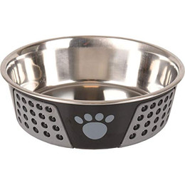 Produktbild von Flamingo Futter- und Trinknapf Hermosa grau/schwarz/silber - 1,7 l