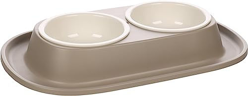 Flamingo Futter- und Trinknapf Ilko Duo Taupe - 2 x 0,2 l – Bild 1 von 2