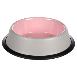 Produktbild von Flamingo Futter- und Trinknapf Nell rund hellgrau/rosa für Katzen - 450 ml
