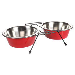 Flamingo Futter- und Trinknapf Set mit Ständer Arjun rot/schwarz - 2 x 1600 ml – Bild 1 von 5