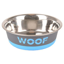 Produktbild von Flamingo Futter- und Trinknapf Woof dunkelgrau/blau/silber - 1700 ml