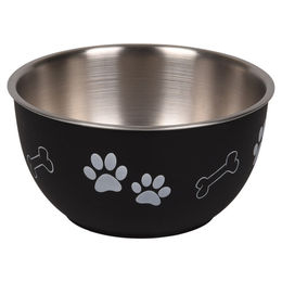 Flamingo Futter- und Wassernapf Kena mit Deckel, Schwarz/Silber, M - 0,8 l – Bild 1 von 5