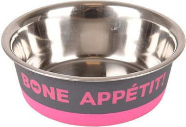 Produktbild von Flamingo Futternapf Bone Appetit dunkelgrau/fuchsie/silber - 900 ml