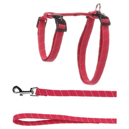 Produktbild von Flamingo Geschirr mit Leine für große Katzen Elza korallenrot