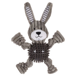 Flamingo Gommy Kaninchen Hundespielzeug mit Ball grau – Bild 1 von 3