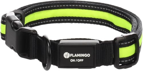 Produktbild von Flamingo Halsband Flitzy Schwarz/Gelb Größe L 42-63 cm Verstellbar Reflektierend - 1 Stk.