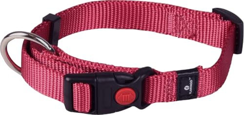 Flamingo Halsband für Hund Ziggi kirschrot S - 30-45cm 15mm - Stufenlos verstellbar - Mit zugentlastung - Klickschnalle mit Sicherheitsschloss – Bild 1 von 2