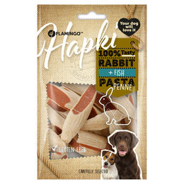 Produktbild von Flamingo Hundesnack Hapki Penne Pasta mit Kaninchen und Fisch, Inhalt: 85 g