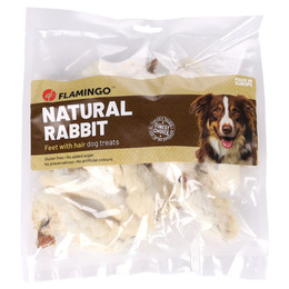 Produktbild von Flamingo Hundesnack Nature Kaninchenfüße mit Haaren - 200 g