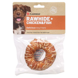 Produktbild von Flamingo Hundesnack RHide Ring mit Huhn & mit Kabeljau, Inhalt: 90 g