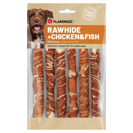 Produktbild von Flamingo Hundesnack RHide Stick mit Huhn & mit Kabeljau