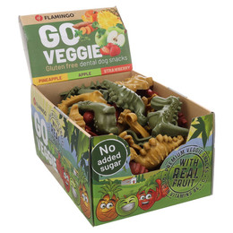 Produktbild von Flamingo Hundesnack Veggie Dino mit Erdbeere, Ananas & Apfel - 1,8 kg