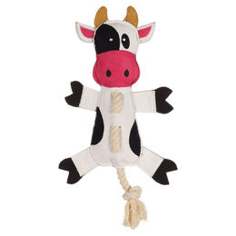 Flamingo Hundespielzeug Charda Kuh mit Seil weiß/schwarz – Bild 1 von 5