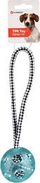 Flamingo Hundespielzeug Djengo Seil mit TPR Ball blau – Bild 1 von 3