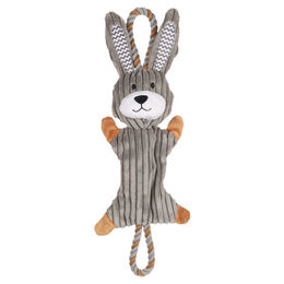 Flamingo Hundespielzeug Gommy Kaninchen mit Seil grau – Bild 1 von 3