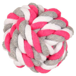 Produktbild von Flamingo Hundespielzeug Jim Ball Baumwolle fuchsia/weiß - 15 cm