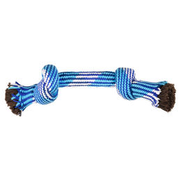 Flamingo Hundespielzeug Joe Seil mit 2 Knoten Baumwolle blau/weiß - 42 cm – Bild 1 von 10