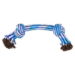 Flamingo Hundespielzeug Joe Seil mit 2 Knoten Baumwolle blau/weiß – Bild 1 von 3