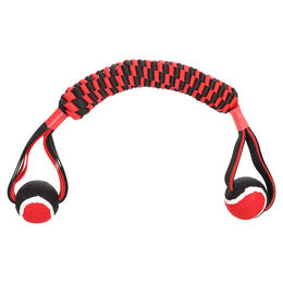 Flamingo Hundespielzeug Movas gewebter Stick mit Tennisball - 60 cm – Bild 1 von 3