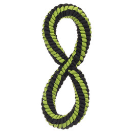 Produktbild von Flamingo Hundespielzeug Rofas Zerrseil 8-förmig gewebt Grün/Schwarz