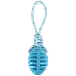 Produktbild von Flamingo Hundespielzeug TPR Rudo Rugby mit Zugseil blau - 33 cm