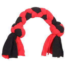 Flamingo Hundespielzeug Womas Fleece geknoteter Knochen rot/schwarz – Bild 1 von 2