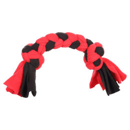 Flamingo Hundespielzeug Womas Fleece geknoteter Knochen rot/schwarz – Bild 1 von 2