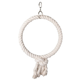 Produktbild von Flamingo Käfigaufhänger 1 Ring aus Baumwolle Hakan weiß - 32 cm