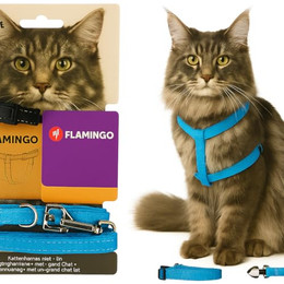 Produktbild von Flamingo Katzengeschirr mit Leine Elza Blau für große Katzen