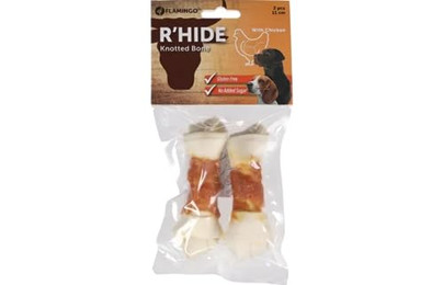 Produktbild von Flamingo Kauknochen geknotet mit Huhn - 2 x 35 g