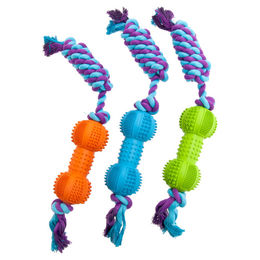Produktbild von Flamingo Kauspielzeug Hundespielzeug Boomer Dental Hantel mit Seil - 1 Stk.