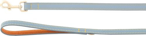 Flamingo Leine Virginia hellblau 130cm Leder mit Karabinerhaken – Bild 1 von 7