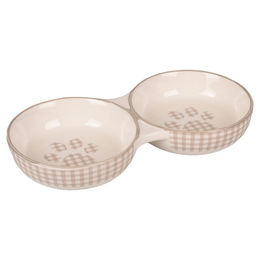 Produktbild von Flamingo Napf Katze Mylo Keramik doppelt beige/weiß - 2 x 145 ml