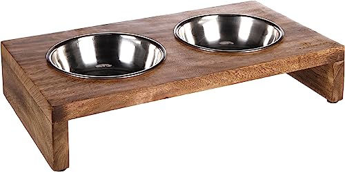 Flamingo Napf-Set Futter- und Trinknapf Duo Dinner silber/braun - 2 x 350 ml – Bild 1 von 3