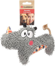 Flamingo Saffia Nashorn Hundespielzeug mit Seil und Quietscher – Bild 1 von 3
