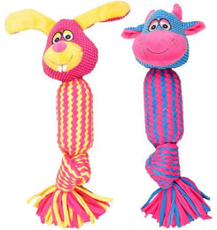Produktbild von Flamingo Tierkuscheltier Hundespielzeug Kuh/Kaninchen mit Seil