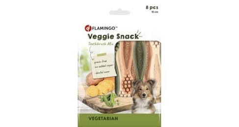 Produktbild von Flamingo Veggie Snack Zahnbürste Mix - 8 x 10 cm