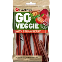 Produktbild von Flamingo Veggie Stick mit Erdbeere Hundesnack - 6 x 78 g