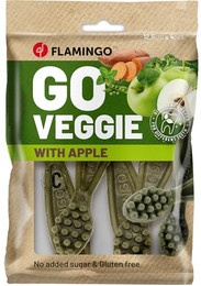 Produktbild von Flamingo Veggie Zahnbürste mit Apfel Hundesnack - 4 x 160 g