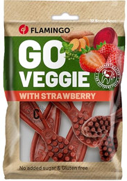 Produktbild von Flamingo Veggie Zahnbürste mit Erdbeere für Hunde - 4 x 160 g