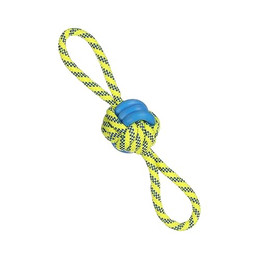 Produktbild von Flamingo Zerrspielzeug Hundespielzeug Tofla Knotenball blau/gelb