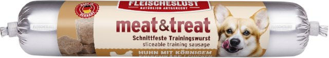 Produktbild von Fleischeslust meat & treat Trainingswurst - Huhn mit körnigem Frischkäse 80 g