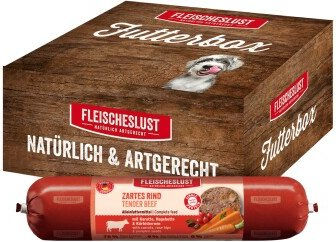Fleischeslust Nassfutter Hund Adult Futterbox 6x 800 g Rind, Karotte, Hagebutte & Kürbiskerne 6x800 g – Bild 1 von 8