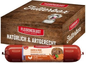 Produktbild von Fleischeslust Nassfutter Hund Senior Futterbox Huhn & Rind 6x800g