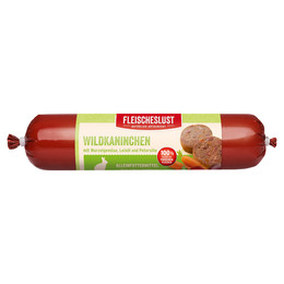 Produktbild von Fleischeslust Wildkaninchen mit Wurzelgemüse, Leinöl und Sellerie Wurst - 400 g