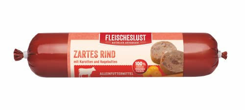 Produktbild von Fleischeslust Zartes Rind Hundefutter Hundewurst mit Karotten und Hagebutte - 800 g