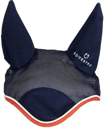 Produktbild von Fliegenhaube für Pferd mit weißem Zierband Equestro