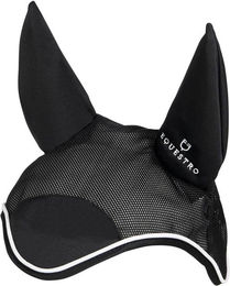 Produktbild von Fliegenhaube für Pferd mit weißem Zierband Equestro