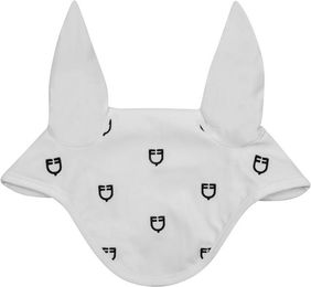 Produktbild von Fliegenhaube für Pferde mit Multilogos in der White Line Edition Equestro